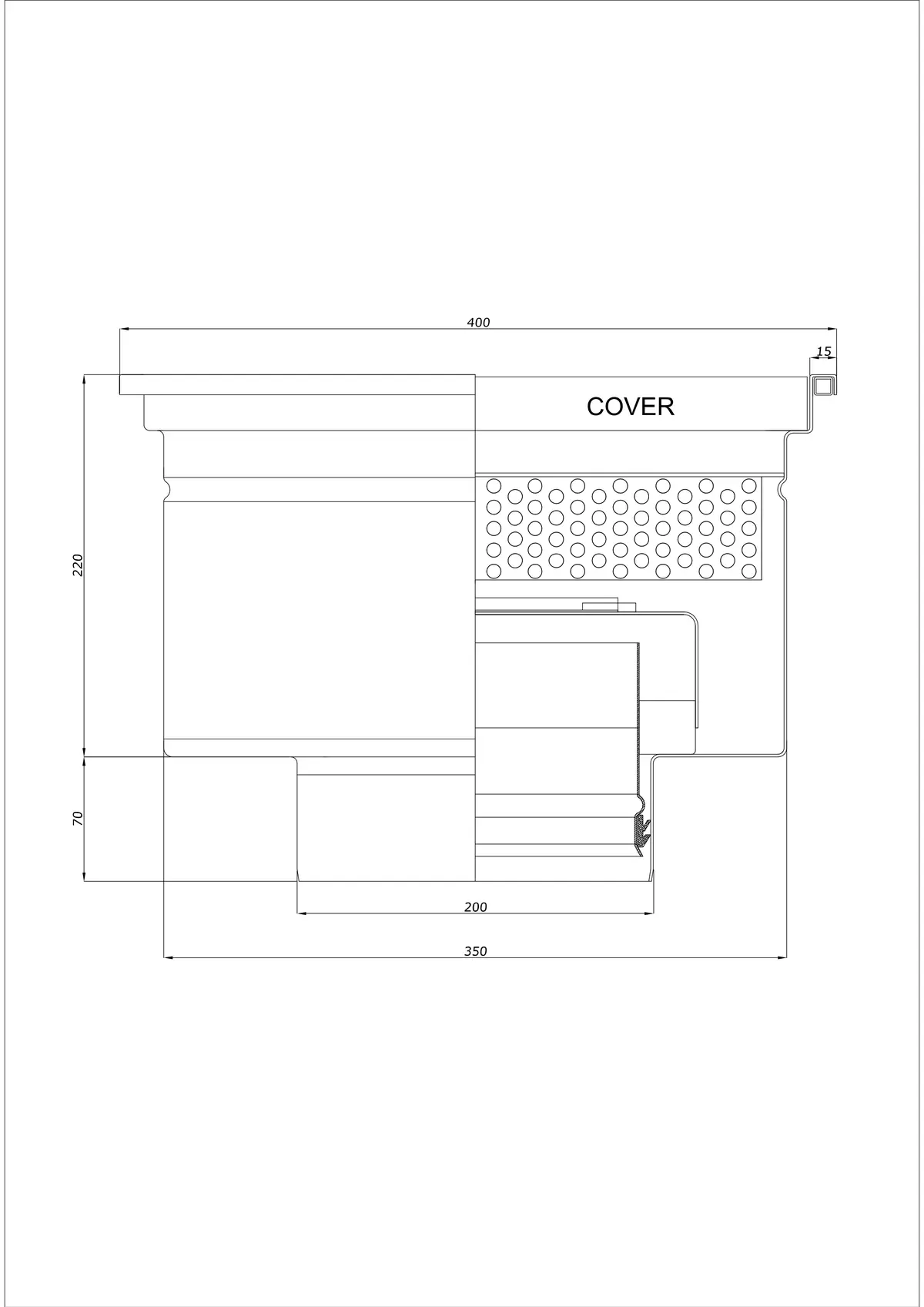 Vloerafvoer BK_KRD 400x400 DN 200 - Eendelig verticale afvoer