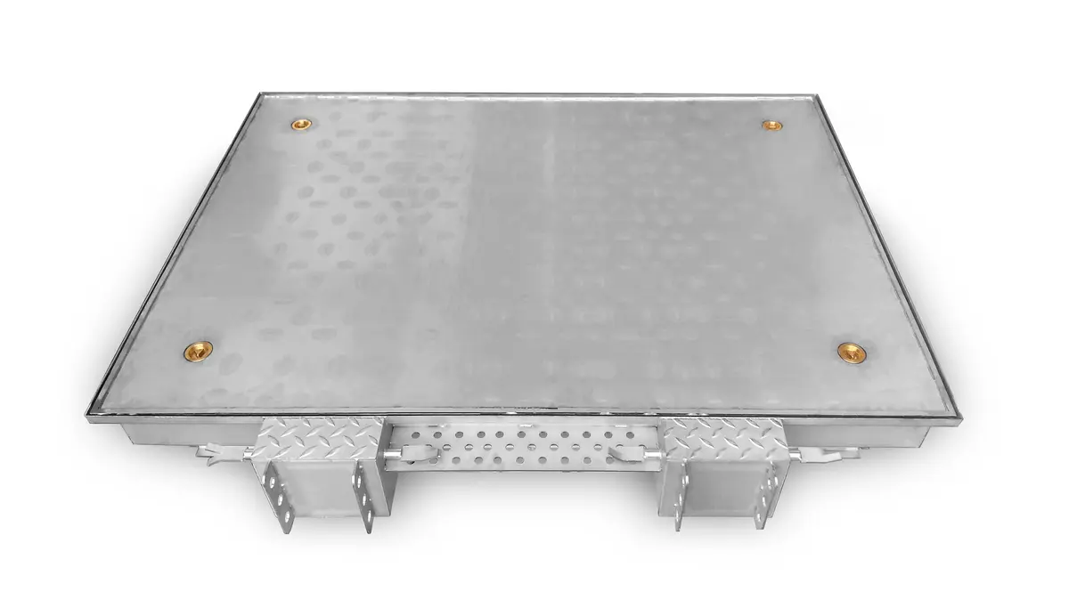 Roestvrijstalen mangatdeksel, professioneel, uit één stuk met deksel voor vulling met asfalt of hars