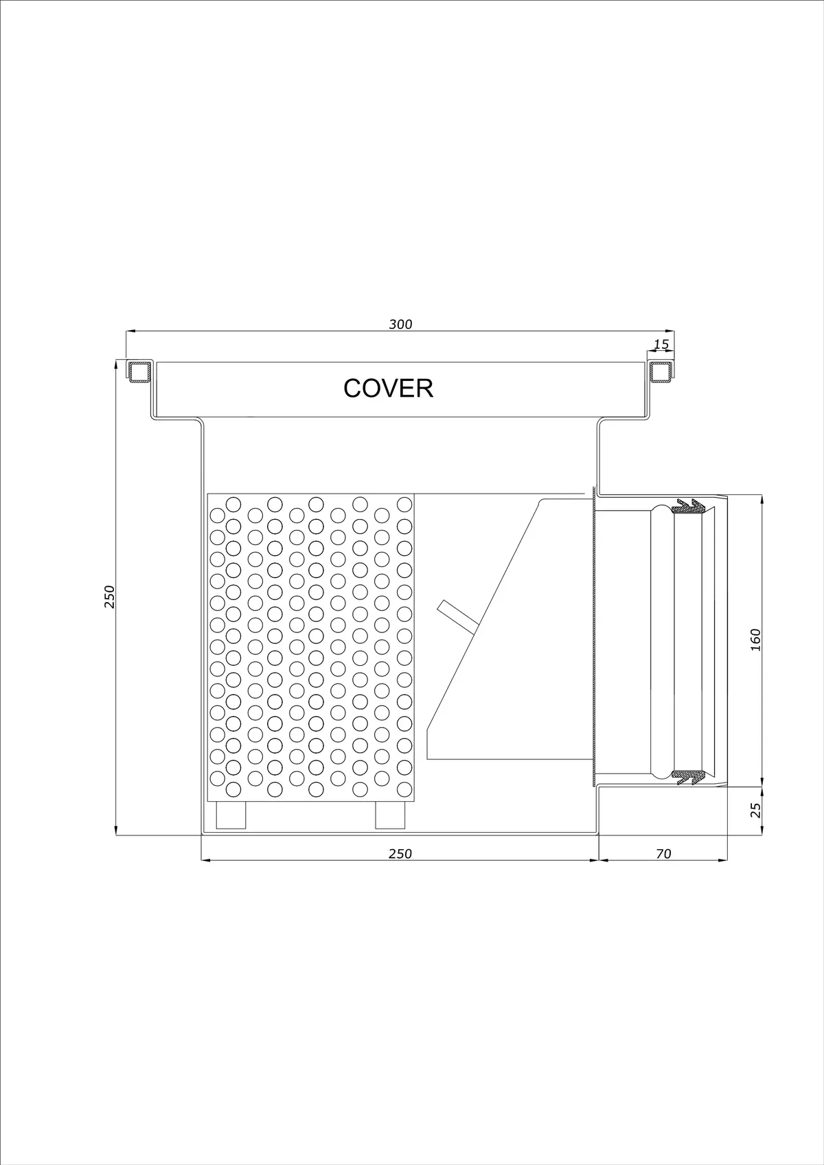 Vloerafvoer BK_KRB 300x300 DN 160 - Eendelig Horizontaal