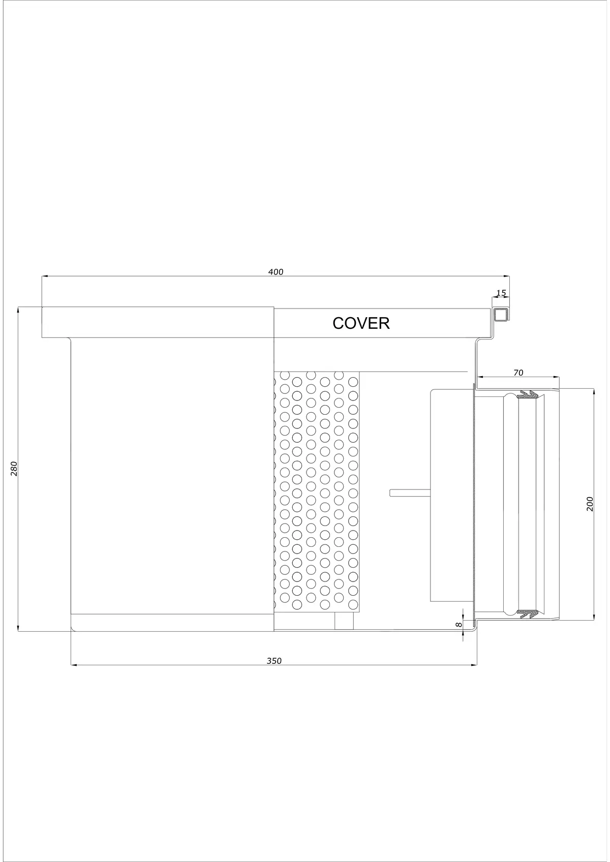 Vloerafvoer BK_KRB 400x400 DN 200 - Eendelig Horizontaal