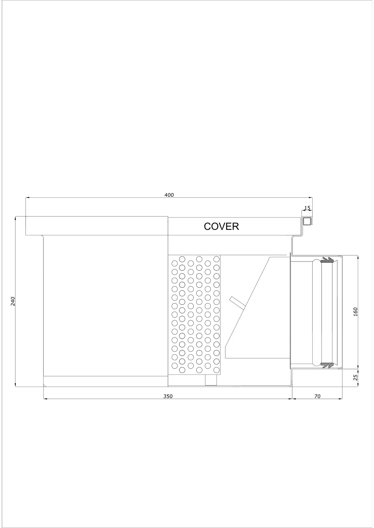 Vloerafvoer BK_KRB 400x400 DN 160 - Eendelig Horizontaal
