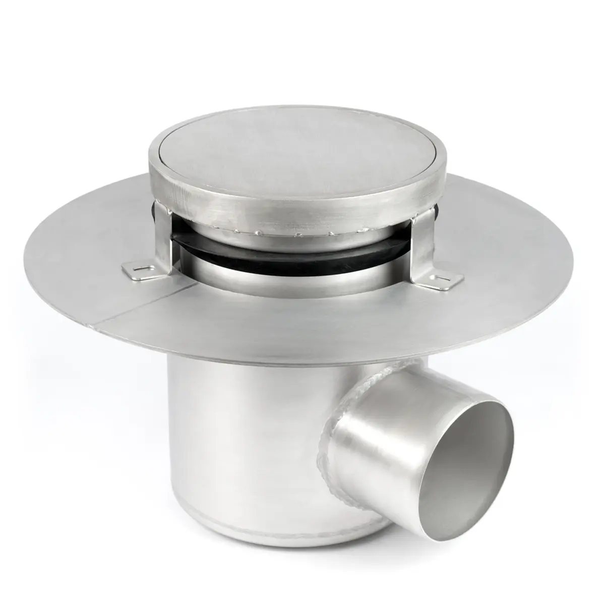 Ronde zij-inlaat, tweedelig, met afgedichte deksel