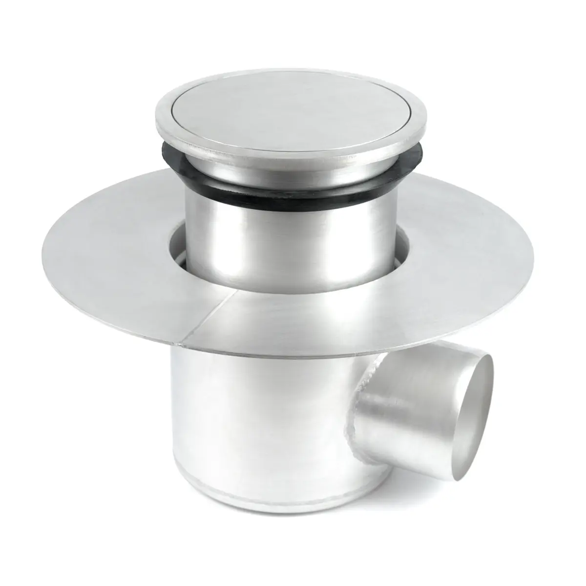 Ronde zij-inlaat, tweedelig, met afgedichte plaatdeksel