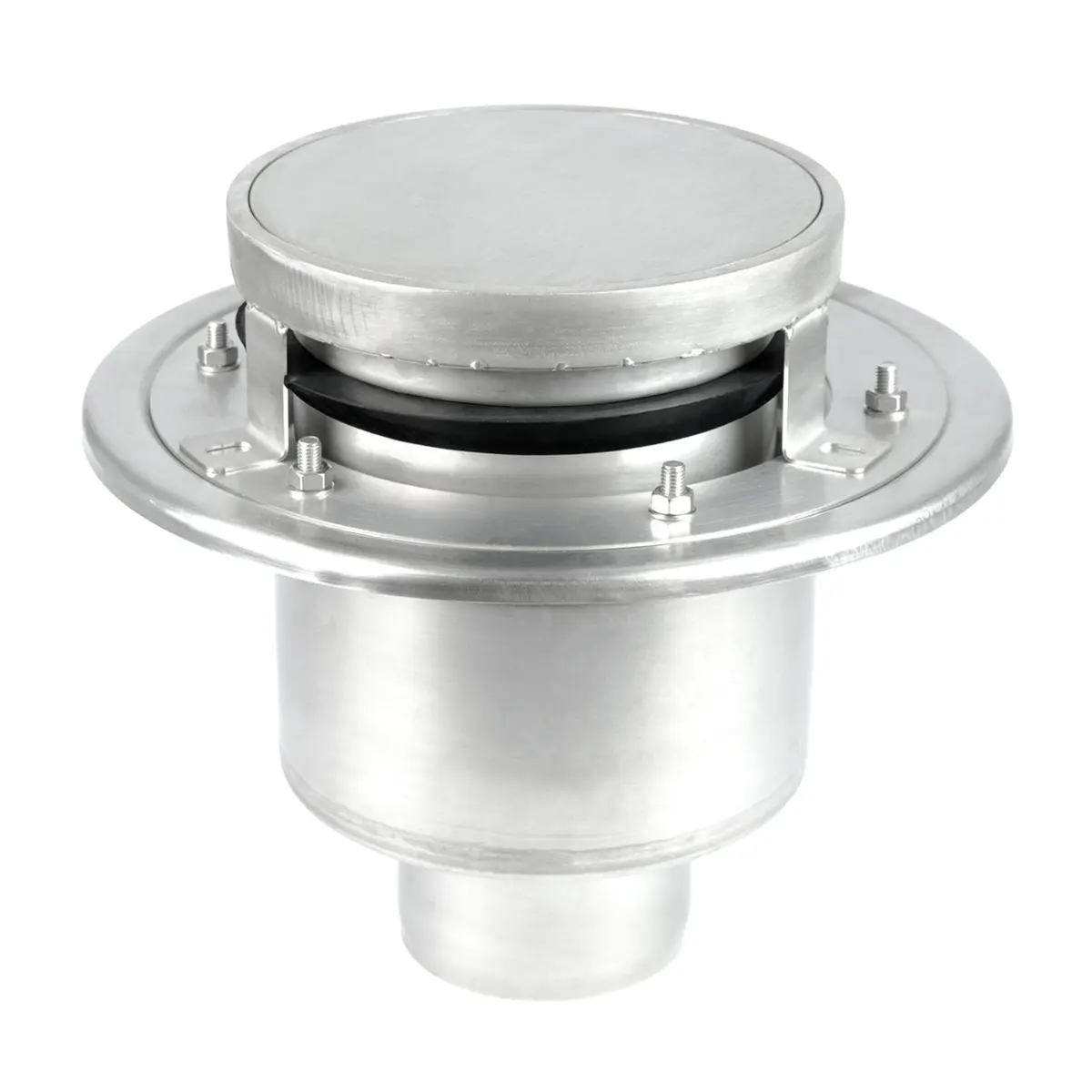 Ronde bodemafvoer in twee delen met afgedicht deksel