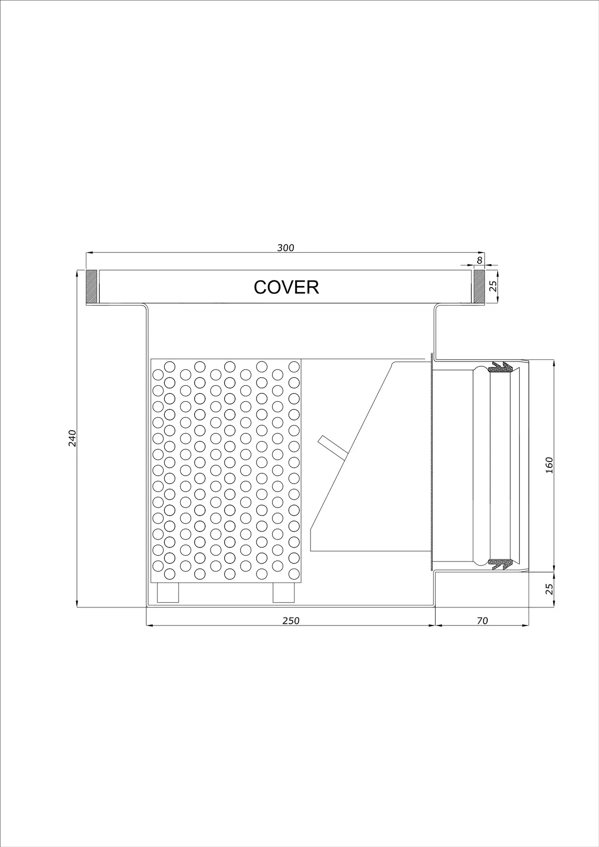 Vloerput BK_KROB 300 DN 160 met rand 25x8mm - Eendelig horizontaal afvoersysteem